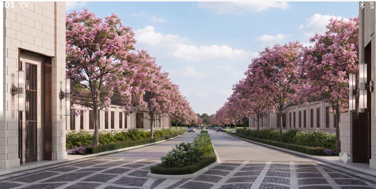 Lodha Hopefarm Whitefield tree-lined boulevard entrance — illustrative concept